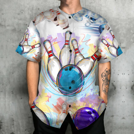 Bowling Love Bowling Every Day Art Style - Baseball Jersey - Owl Ohh - Owl Ohh