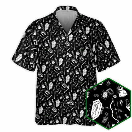 DnD Items Black And White - Hawaiian Shirt - Owl Ohh - Owl Ohh