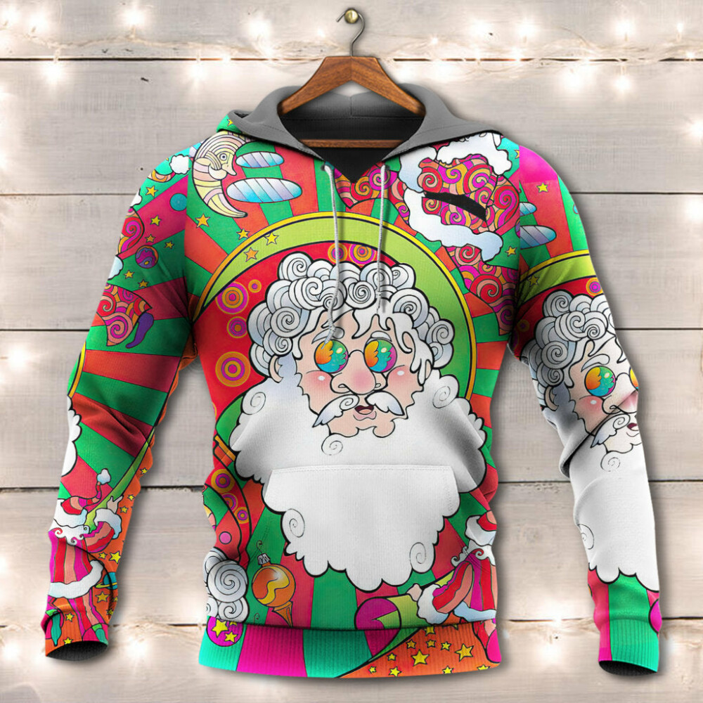 Christmas Santa Claus Psychedelic Colorful Hippie - Hoodie - Owl Ohh - Owl Ohh
