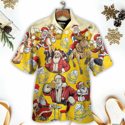 Beer Santa Funny Christmas Merry Xmas - Hawaiian Shirt - Owl Ohh - Owl Ohh