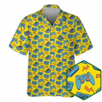 DnD Game Controller Yellow Pattern - Hawaiian Shirt - Owl Ohh - Owl Ohh