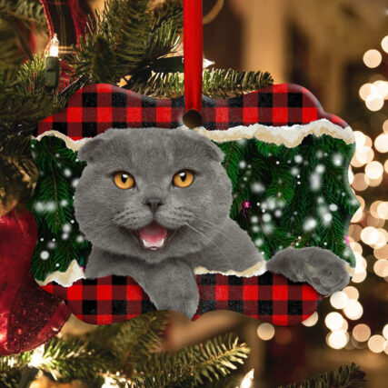 Christmas Cat Happy Meowy Xmas - Horizontal Ornament - Owl Ohh - Owl Ohh