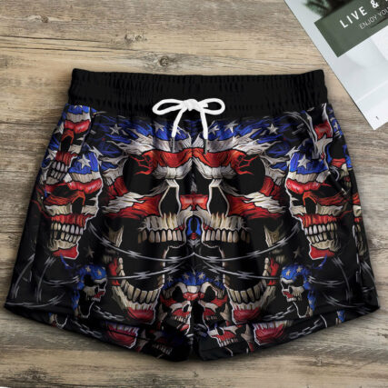 Skull Love America Forever - Women's Casual Short - Owl Ohh - Owl Ohh