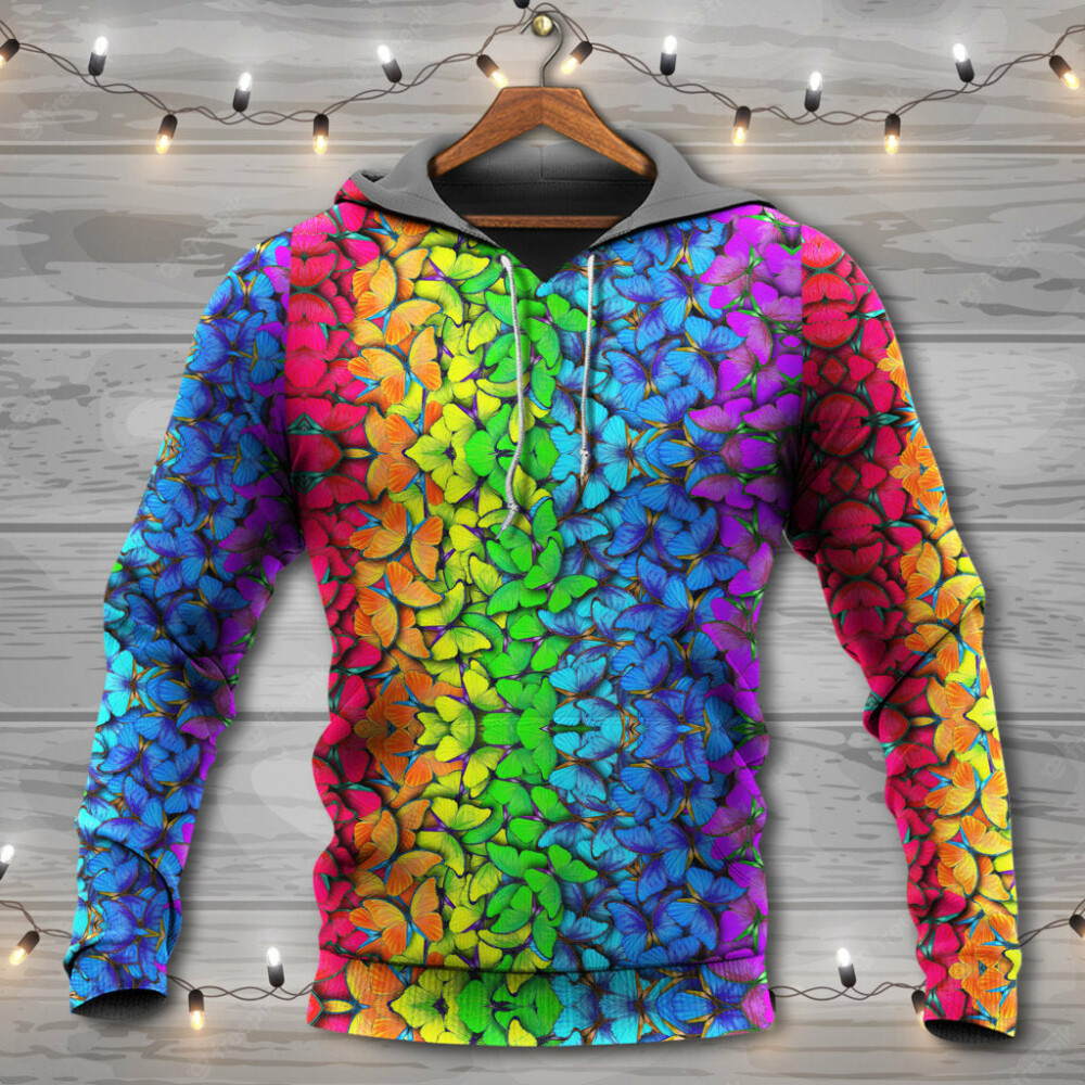 LGBT Colorful Rainbow Butterfly - Hoodie - Owl Ohh - Owl Ohh