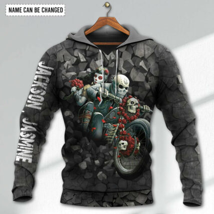 Motorcycle Couple Skull She Keeps Me Wild Personalized - Hoodie - Owl Ohh - Owl Ohh