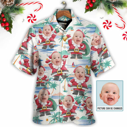 Christmas Santa Summer Beach Custom Photo - Hawaiian Shirt - Owl Ohh - Owl Ohh