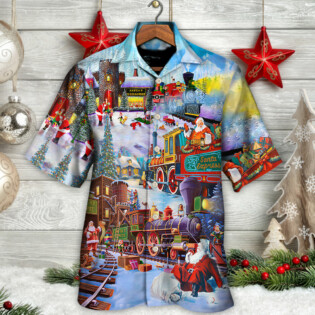 Christmas Holiday Santa Claus in a Train - Hawaiian Shirt - Owl Ohh - Owl Ohh