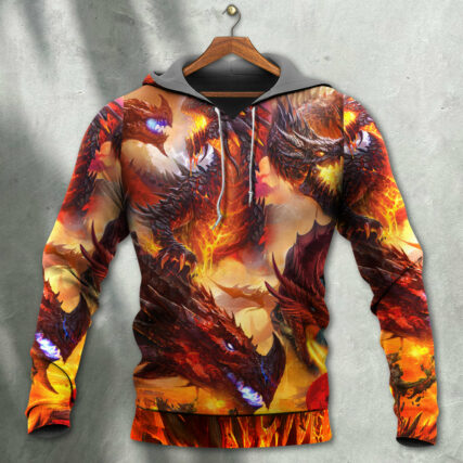Dragon Red Skull Fire Art Style - Hoodie - Owl Ohh - Owl Ohh