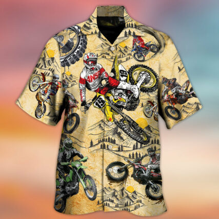 Motocross Lover Motorcycle Biker Vintage Art Style - Hawaiian Shirt - Owl Ohh - Owl Ohh