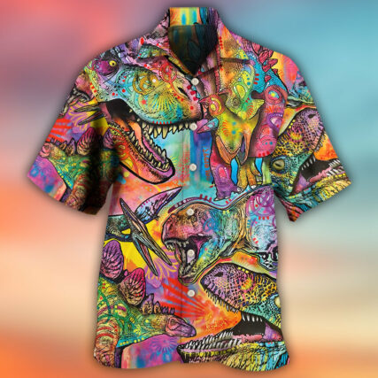 Dinosaur Colorful Art Style - Hawaiian Shirt - Owl Ohh - Owl Ohh