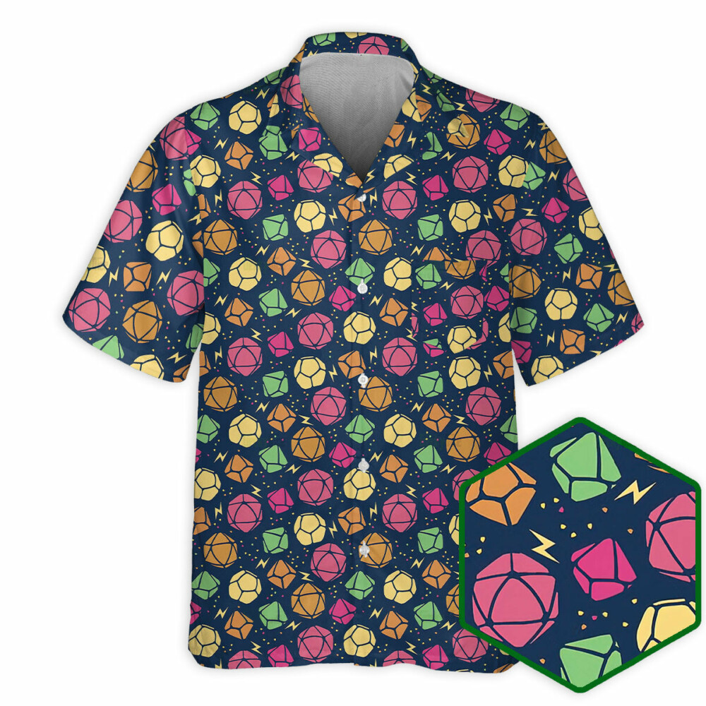 DnD Dice Colorful Pattern Small - Hawaiian Shirt - Owl Ohh - Owl Ohh