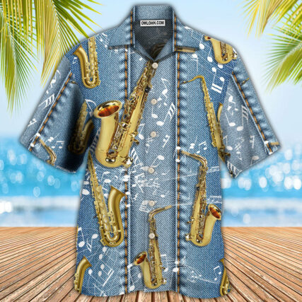 Saxophone Jeans Art Music Note - Hawaiian Shirt - Owl Ohh - Owl Ohh