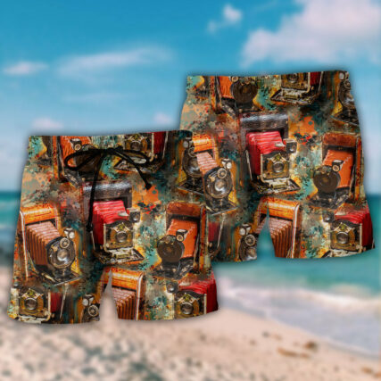 Camera Vintage Old Retro Film Camera - Beach Short - Owl Ohh - Owl Ohh