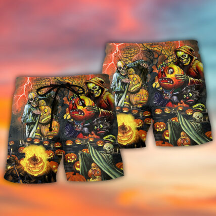 Halloween Skull Dark Pumpkin Scary - Beach Short - Owl Ohh - Owl Ohh