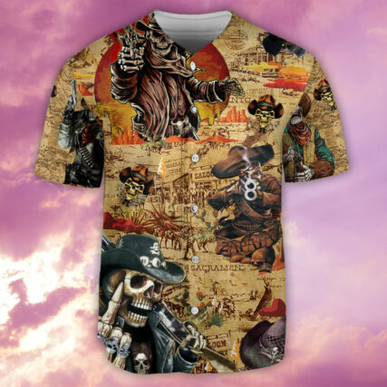 Cowboy Skull Cowboy Skull Pirates Love Life - Baseball Jersey - Owl Ohh - Owl Ohh