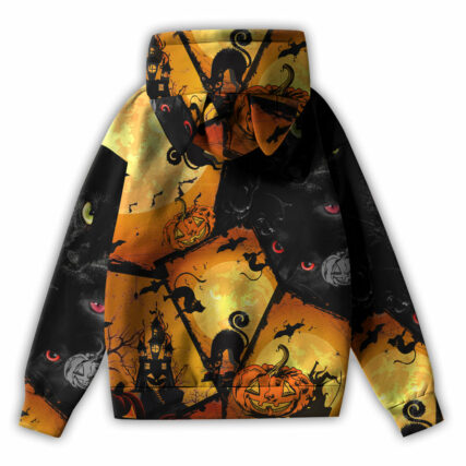 Halloween Night Black Cat - Ears Hoodie - Owl Ohh - Owl Ohh