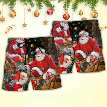Christmas Santa Claus Gift Xmas Is Coming Art Style - Beach Short - Owl Ohh - Owl Ohh