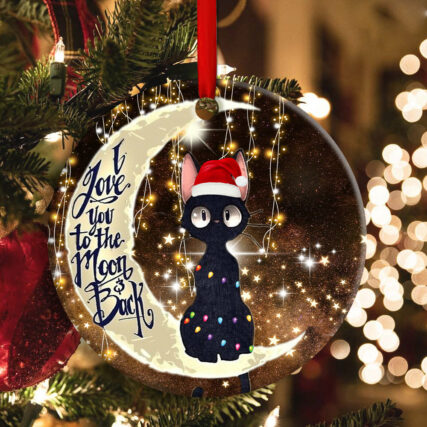 Christmas Cat I Love You To The Moon And Back - Circle Ornament - Owl Ohh - Owl Ohh