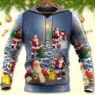 Christmas Santa Claus In Love Light Xmas Tree - Hoodie - Owl Ohh - Owl Ohh