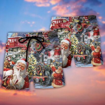 Christmas Santa's Express Train - Beach Short - Owl Ohh - Owl Ohh