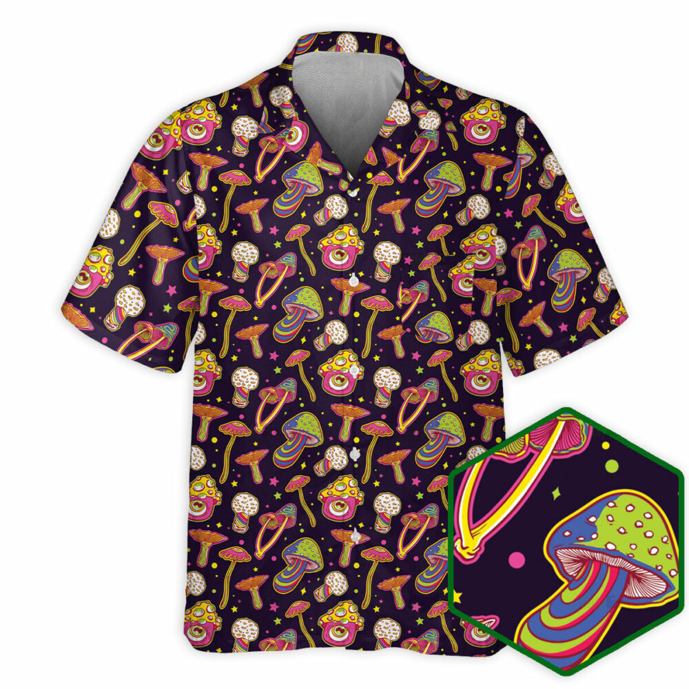 DnD Trippy Mushroom Pattern - Hawaiian Shirt - Owl Ohh - Owl Ohh
