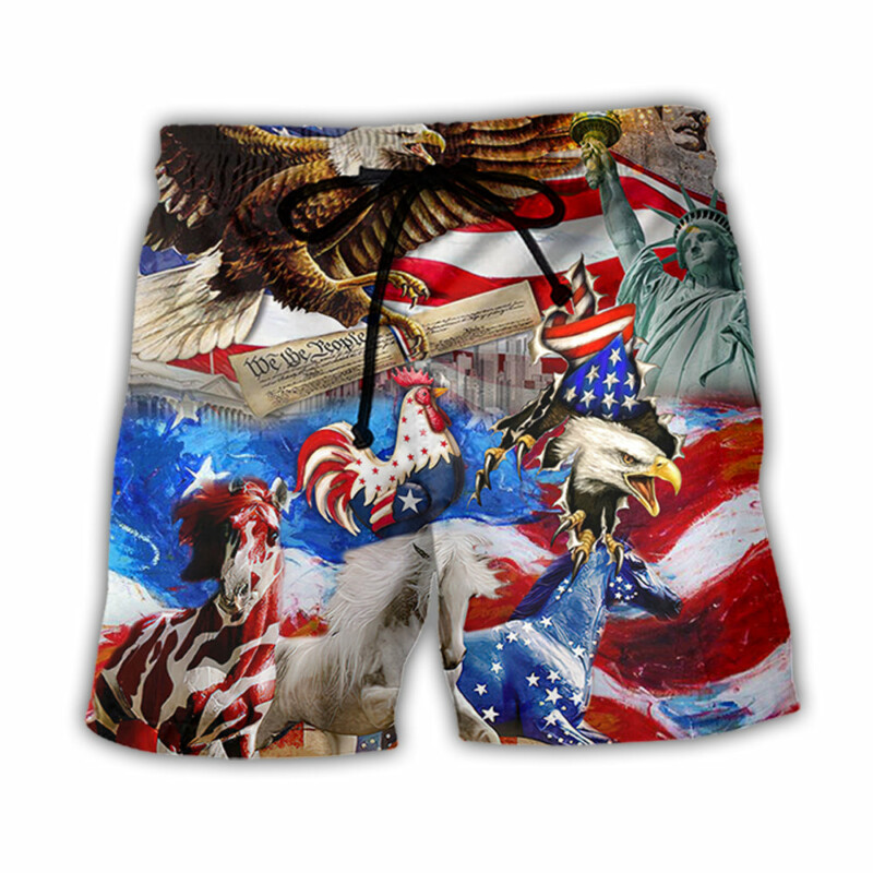 America Independence Day Animal Happy - Beach Short - Owl Ohh - Owl Ohh