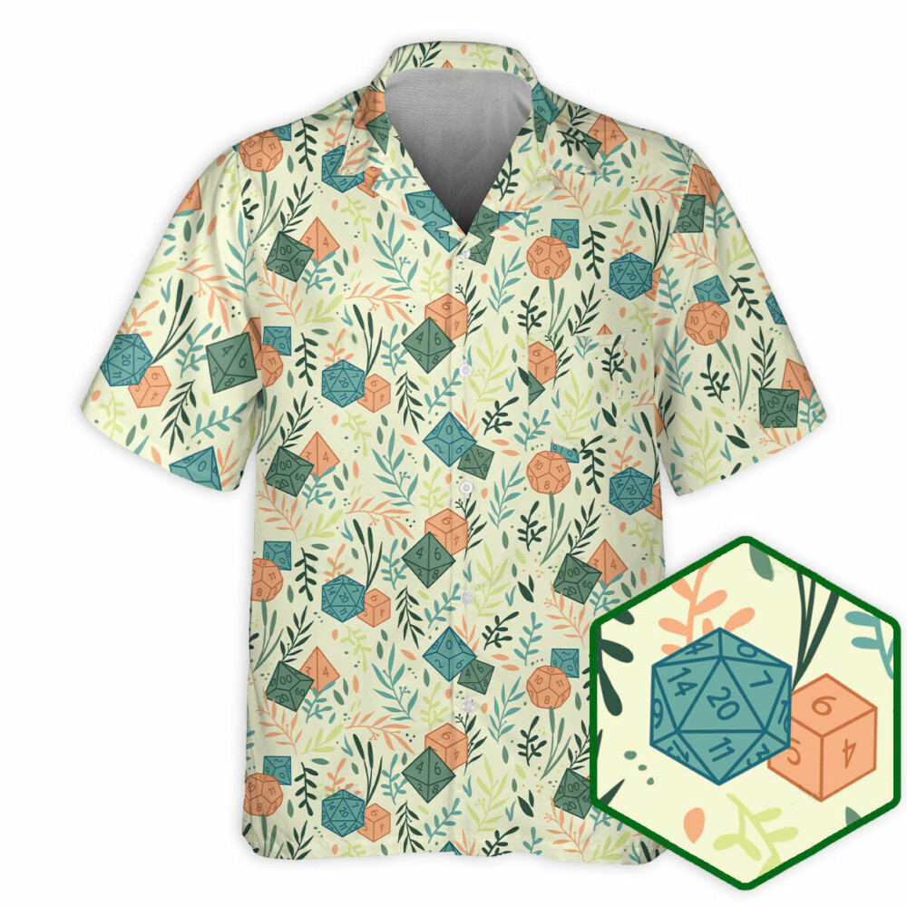 DnD Dice Plants Pattern - Hawaiian Shirt - Owl Ohh - Owl Ohh