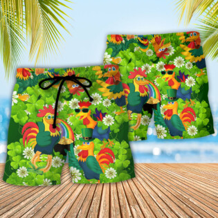 Chicken Roosters Bring Luck Shamrock - Beach Short - Owl Ohh - Owl Ohh