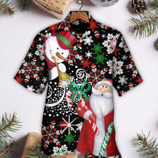 Christmas Snowyday With Santa And Snowman - Hawaiian Shirt - Owl Ohh - Owl Ohh