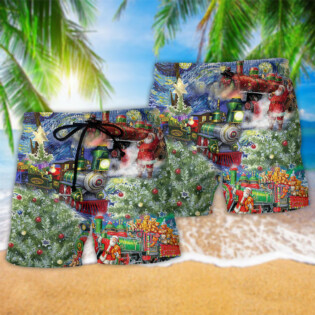 Christmas The Gift Train Arrives At The Wharf - Beach Short - Owl Ohh - Owl Ohh