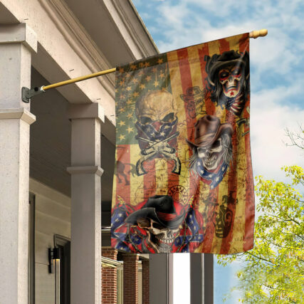 Skull Cowboy America Retro - House Flag - Owl Ohh - Owl Ohh