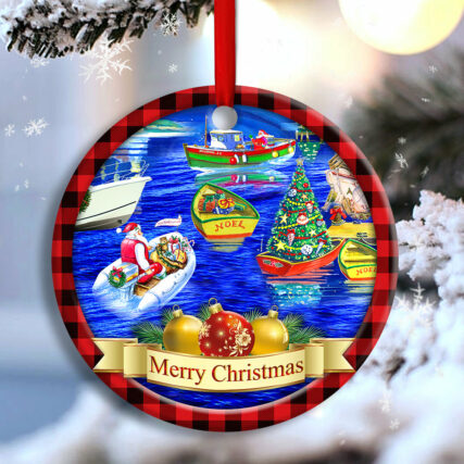 Christmas We Wish You A Merry Christmas Custom Photo Personalized - Circle Ornament - Owl Ohh - Owl Ohh
