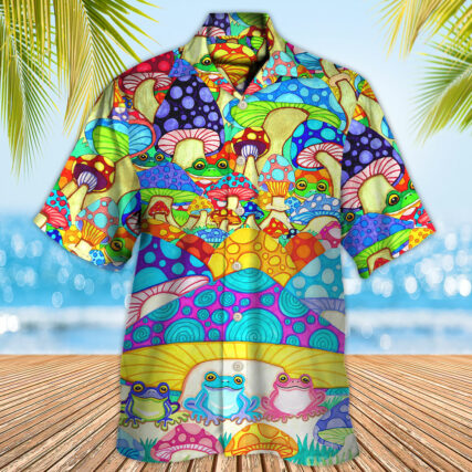 Hippie Frog Mushroom Hippie Colorful Art Peace - Hawaiian Shirt - Owl Ohh - Owl Ohh