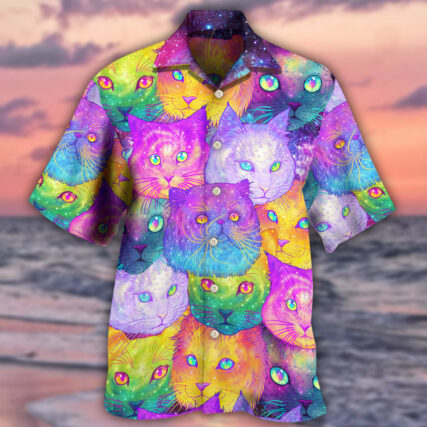 Cat Galaxy Colorful Cool Style - Hawaiian Shirt - Owl Ohh - Owl Ohh