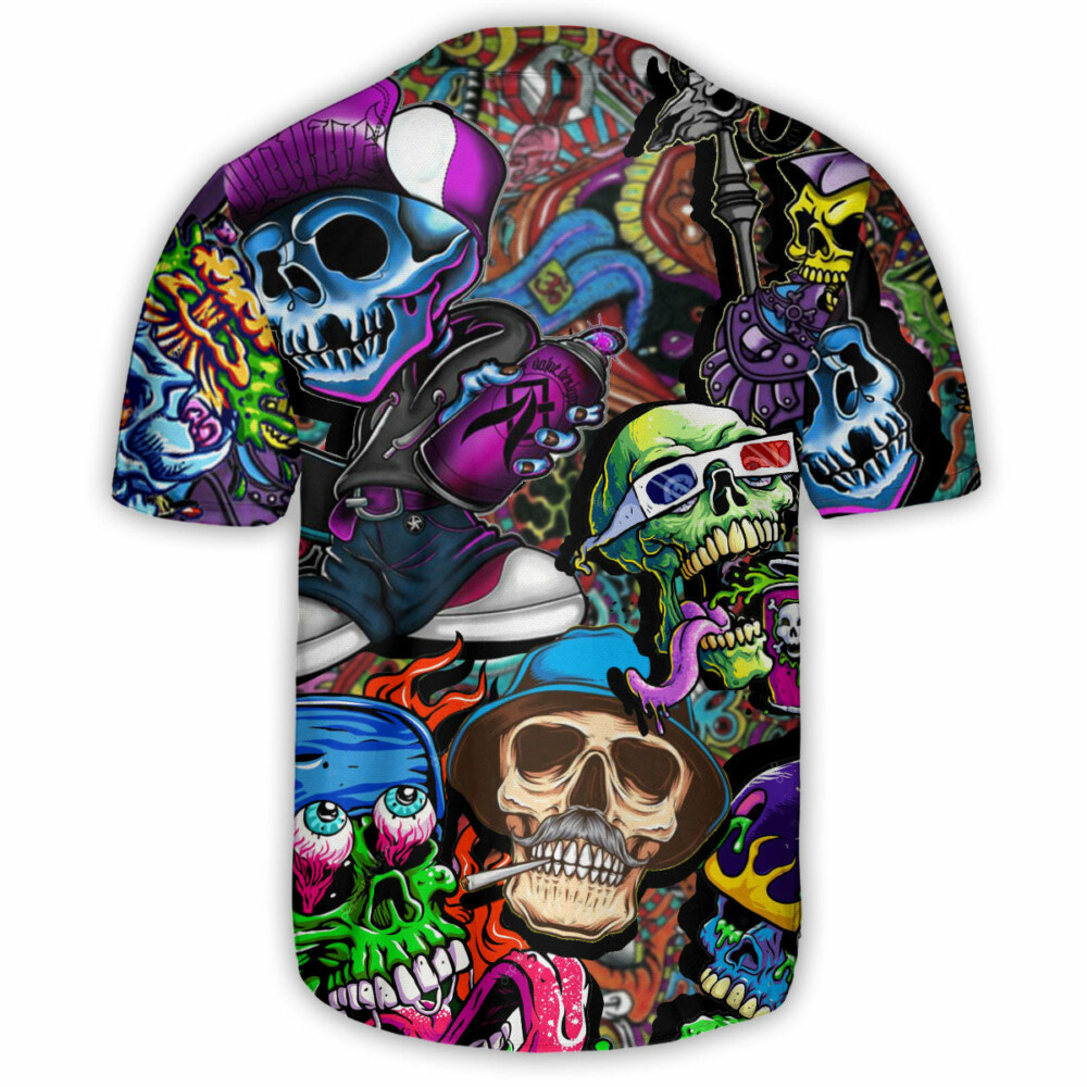 Skull Painting Colorful Mix - Baseball Jersey - Owl Ohh - Owl Ohh