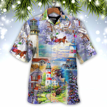 Lighthouse Christmas Santa Through The Storm - Hawaiian Shirt - Owl Ohh - Owl Ohh