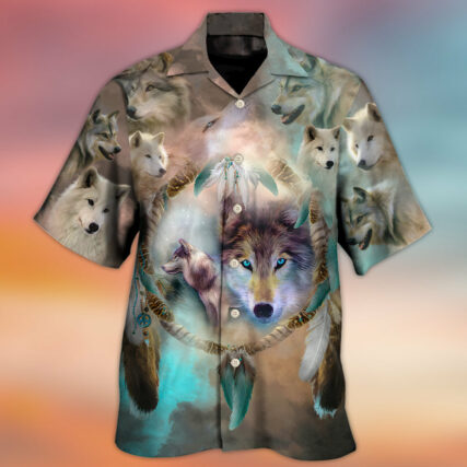 Native American Wolf Dream Catcher Art Style - Hawaiian Shirt - Owl Ohh - Owl Ohh