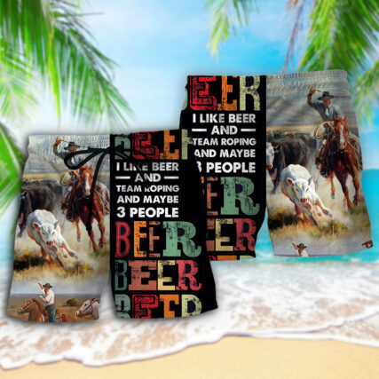 Horse Beer I Like Beer And Team Roping - Beach Short - Owl Ohh - Owl Ohh