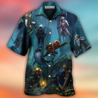 Diving Under The Blue Sea Art Style - Hawaiian Shirt - Owl Ohh - Owl Ohh