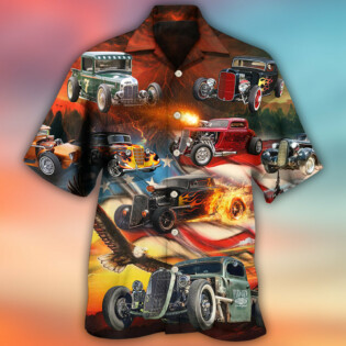 Hot Rod Independence Day American Flag - Hawaiian Shirt - Owl Ohh - Owl Ohh