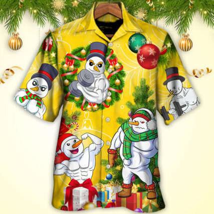 Christmas Frosty The Swoleman Snowman Workout Funny - Hawaiian Shirt - Owl Ohh for men and women, kids - Owl Ohh