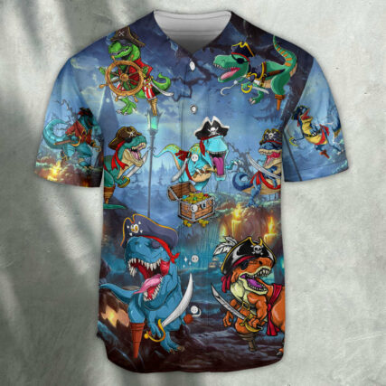 Halloween Pirate Dinosaur Scary - Baseball Jersey - Owl Ohh