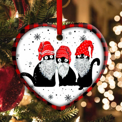 Christmas Cat Santa Hat Gromes - Heart Ornament - Owl Ohh - Owl Ohh