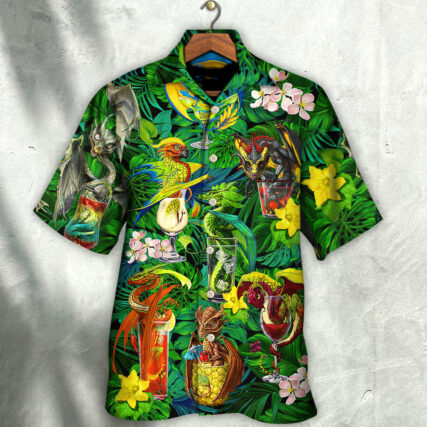 Cocktail And Dragon Tropical Hello Summer - Hawaiian Shirt - Owl Ohh for men and women, kids - Owl Ohh