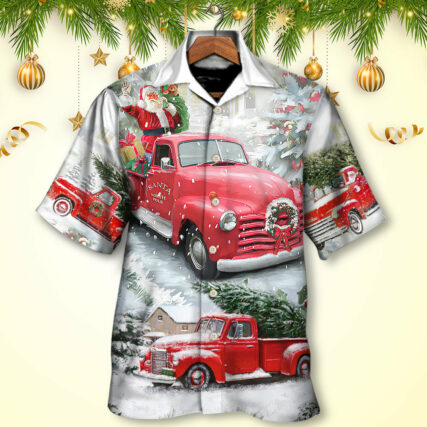 Christmas Santa Claus Red Truck Xmas Is Coming Art Style - Hawaiian Shirt - Owl Ohh - Owl Ohh