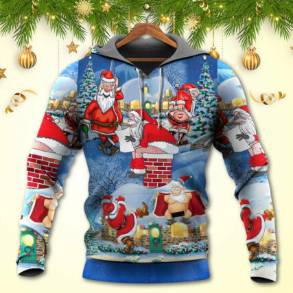 Christmas Rebellious Santa Claus Drunk Beer Troll Xmas Funny - Hoodie - Owl Ohh - Owl Ohh