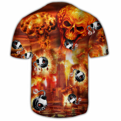 Skull On Fire Fire - Baseball Jersey - Owl Ohh - Owl Ohh