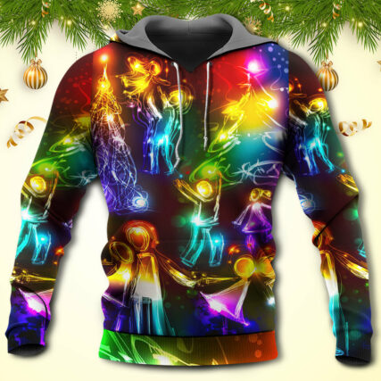 Christmas Family Happy Love Tree Neon Light Style - Hoodie - Owl Ohh - Owl Ohh
