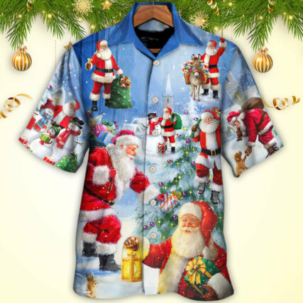Christmas Santa Claus Is Coming Story Night Art Style - Hawaiian Shirt - Owl Ohh - Owl Ohh