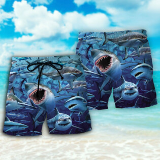 Shark Family Hunting Together - Beach Short - Owl Ohh - Owl Ohh
